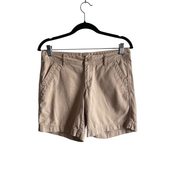 Eddie Bauer Tan Legend‎ Wash Chino Khaki Shorts Size 2 100% Cotton - Picture 1 of 6